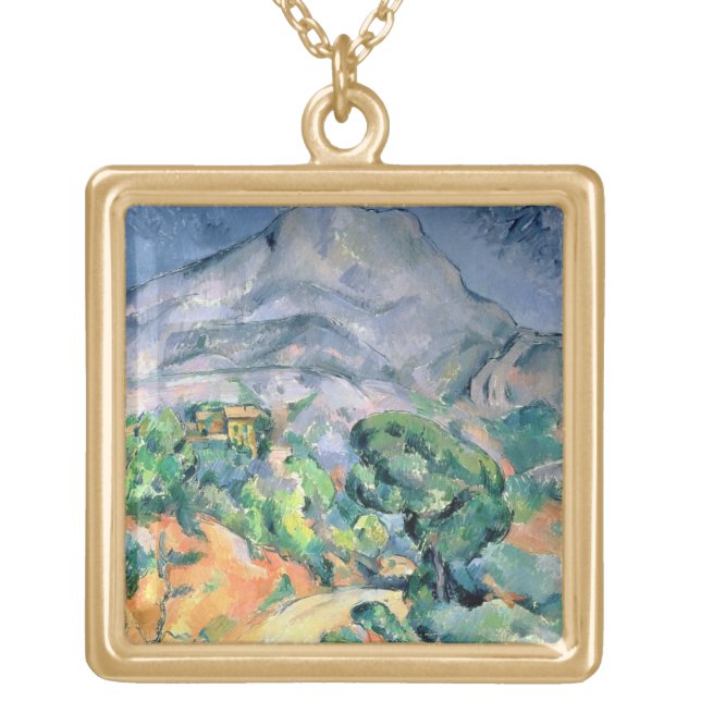 Paul Cezanne | Mont Sainte-Victoire, 1900 Gold Plated Necklace (Front)