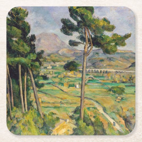 Paul Cezanne _ Mont Sainte_Victoire and Viaduct Square Paper Coaster