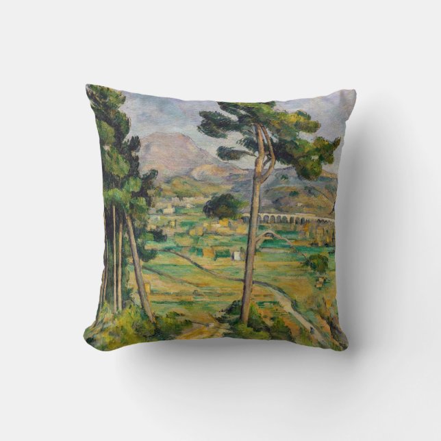 Paul Cezanne - Mont Sainte-Victoire and Viaduct Throw Pillow (Front)