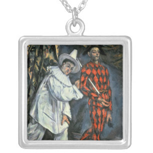 Paul Cezanne   Pierrot and Harlequin , 1888 Silver Plated Necklace