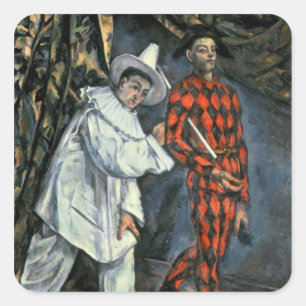 Paul Cezanne   Pierrot and Harlequin , 1888 Square Sticker