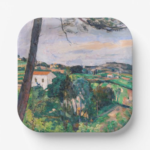 Paul Cezanne _ Pine tree at Estaque Paper Plates