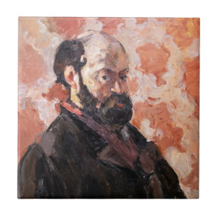 Paul Cezanne - Self-portrait with pink background Ceramic Tile