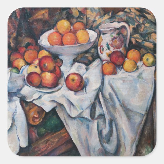 Paul Cezanne - Still Life, Apples and Oranges Square Sticker (Front)