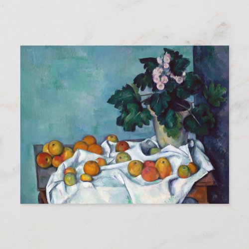 Paul Cezanne Still Life Apples and Primroses Postcard