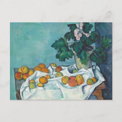 Paul Czanne Still Life with Apples and Primroses Postcard