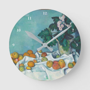 Paul Cézanne Still Life with Apples and Primroses Round Clock