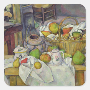 Paul Cezanne   Still life with basket, 1888-90 Square Sticker