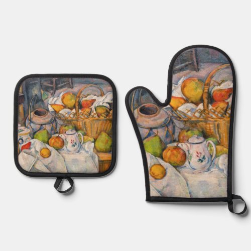 Paul Cezanne _ Still Life with Basket Oven Mitt  Pot Holder Set