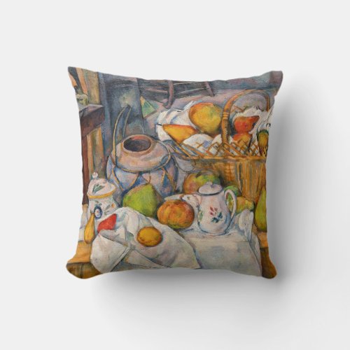 Paul Cezanne _ Still Life with Basket Throw Pillow