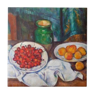 Paul Cezanne Still Life With Cherries And Peaches Tile