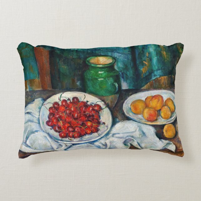 Paul Cezanne - Still Life with Cherries and Peachs Accent Pillow (Front)