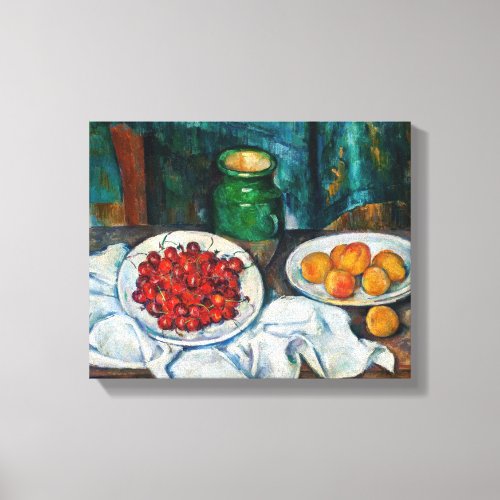 Paul Cezanne _ Still Life with Cherries and Peachs Canvas Print