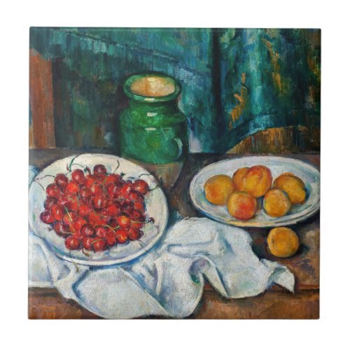 Paul Cezanne _ Still Life with Cherries and Peachs Ceramic Tile