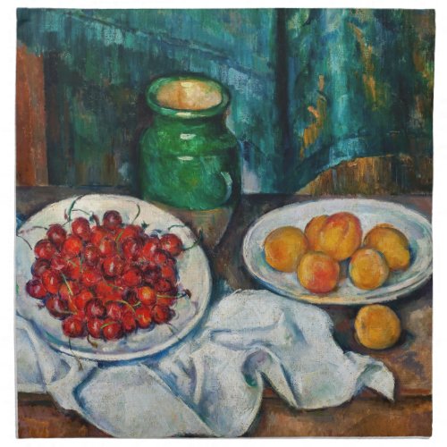 Paul Cezanne _ Still Life with Cherries and Peachs Cloth Napkin
