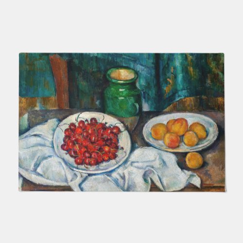Paul Cezanne _ Still Life with Cherries and Peachs Doormat