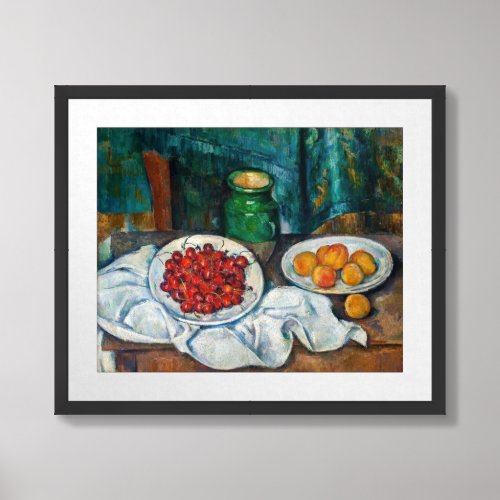 Paul Cezanne _ Still Life with Cherries and Peachs Framed Art