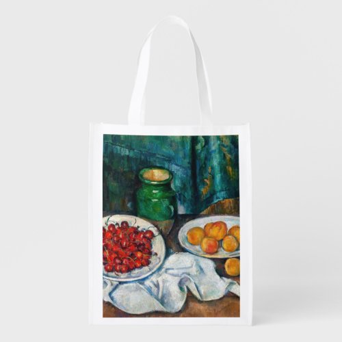 Paul Cezanne _ Still Life with Cherries and Peachs Grocery Bag