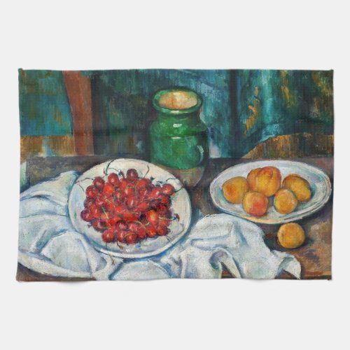 Paul Cezanne _ Still Life with Cherries and Peachs Kitchen Towel