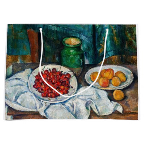 Paul Cezanne _ Still Life with Cherries and Peachs Large Gift Bag