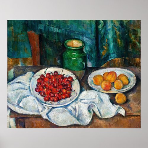 Paul Cezanne _ Still Life with Cherries and Peachs Poster