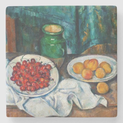 Paul Cezanne _ Still Life with Cherries and Peachs Stone Coaster