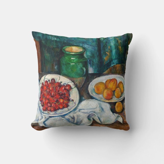 Paul Cezanne - Still Life with Cherries and Peachs Throw Pillow (Front)