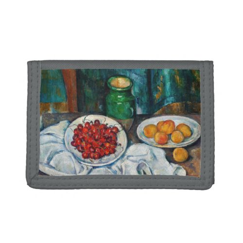 Paul Cezanne _ Still Life with Cherries and Peachs Trifold Wallet