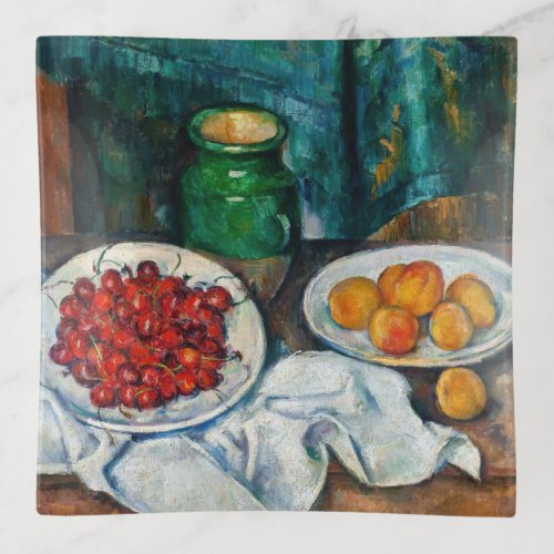 Paul Cezanne _ Still Life with Cherries and Peachs Trinket Tray