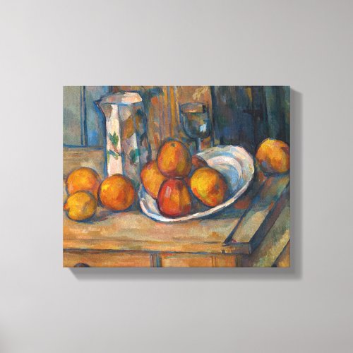 Paul Cezanne _ Still Life with Milk Jug and Fruits Canvas Print