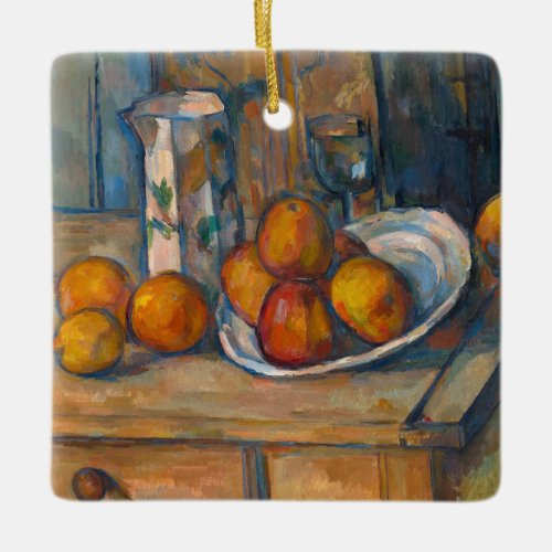 Paul Cezanne _ Still Life with Milk Jug and Fruits Ceramic Ornament