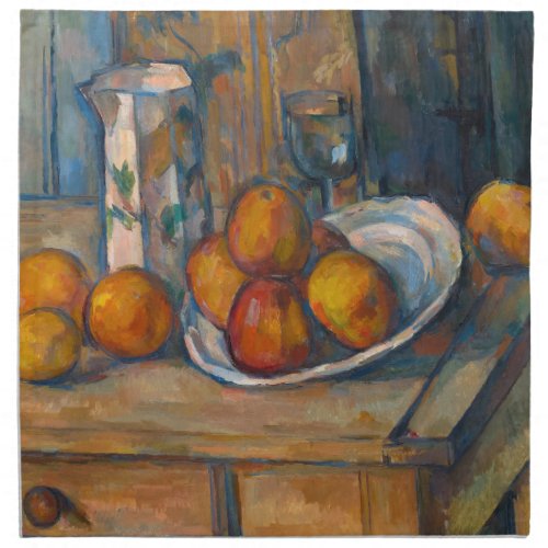 Paul Cezanne _ Still Life with Milk Jug and Fruits Cloth Napkin