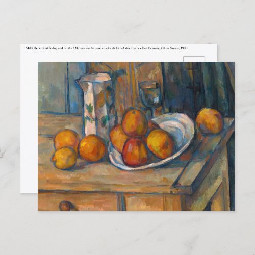 Paul Cezanne _ Still Life with Milk Jug and Fruits Postcard