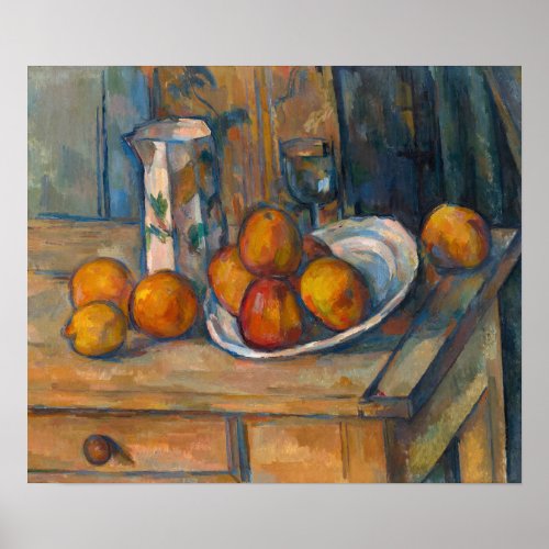Paul Cezanne _ Still Life with Milk Jug and Fruits Poster