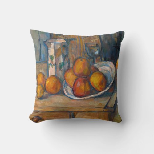 Paul Cezanne _ Still Life with Milk Jug and Fruits Throw Pillow