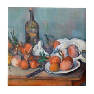 Paul Cézanne, Still Life with Onions and a Bottle Ceramic Tile