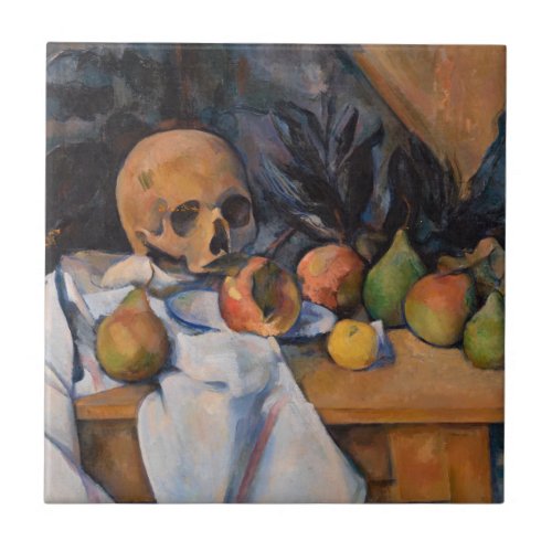 Paul Cezanne _ Still Life with Skull Ceramic Tile