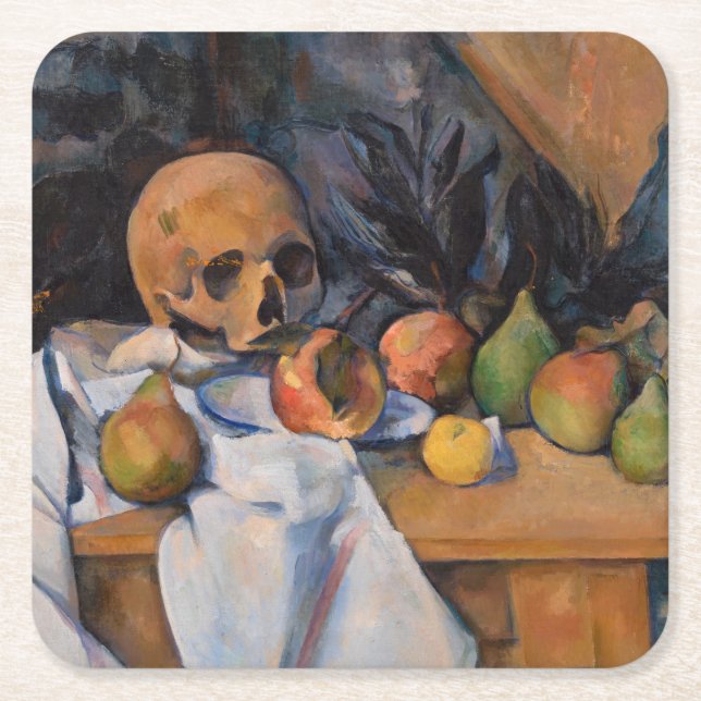Paul Cezanne - Still Life with Skull Square Paper Coaster (Front)