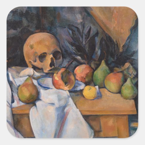 Paul Cezanne _ Still Life with Skull Square Sticker