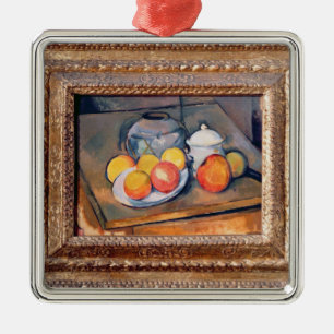 Paul Cezanne   Straw-covered vase, sugar bowl and  Metal Ornament