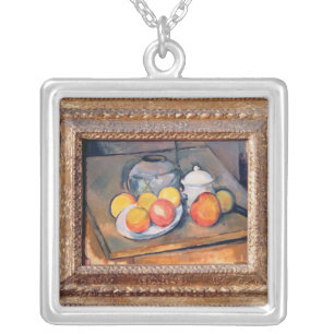 Paul Cezanne Straw-covered vase, sugar bowl and Silver Plated Necklace