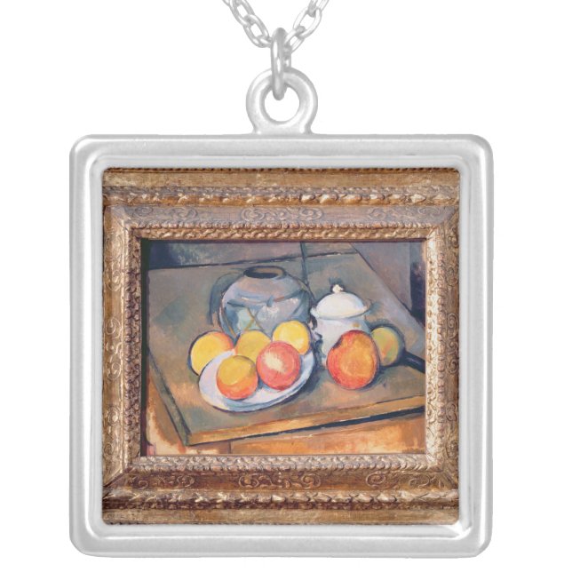 Paul Cezanne | Straw-covered vase, sugar bowl and  Silver Plated Necklace (Front)
