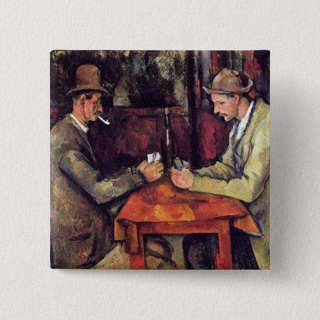 Paul Cezanne - The Card Players Fine Art Painting Pinback Button (Front)