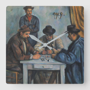 Paul Cezanne   The Card Players Square Wall Clock