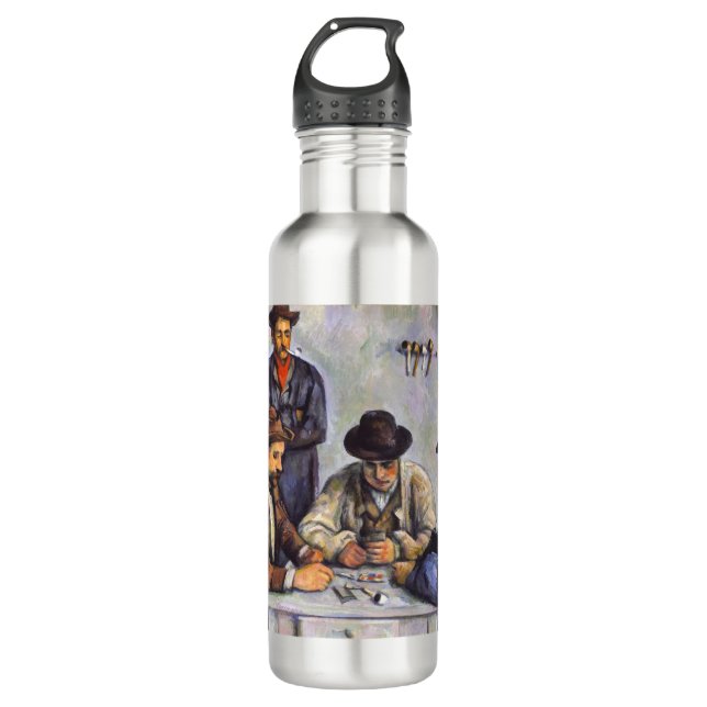 Paul Cezanne - The Card Players Stainless Steel Water Bottle (Front)
