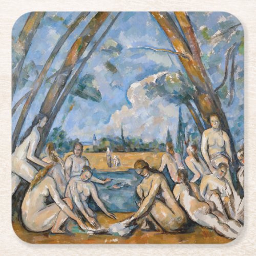 Paul Cezanne _ The Large Bathers Square Paper Coaster