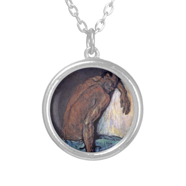 Paul Cezanne - The Negro Scipio Fine Art Painting Silver Plated Necklace (Front)