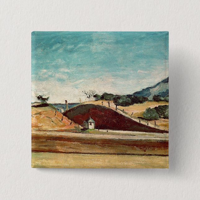 Paul Cezanne | The Railway Cutting, c.1870 Pinback Button (Front)
