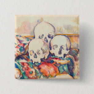 Paul Cezanne - The Three Skull Watercolor Button