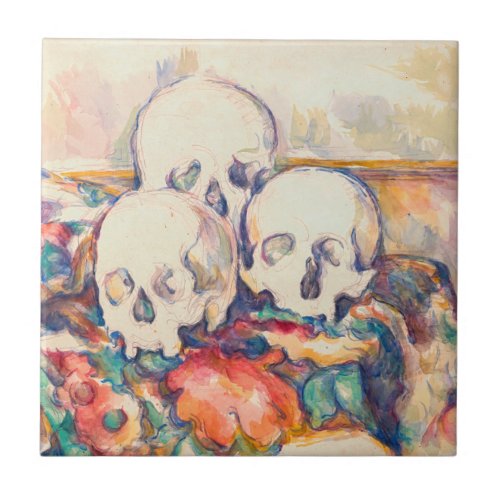 Paul Cezanne _ The Three Skull Watercolor Ceramic Tile